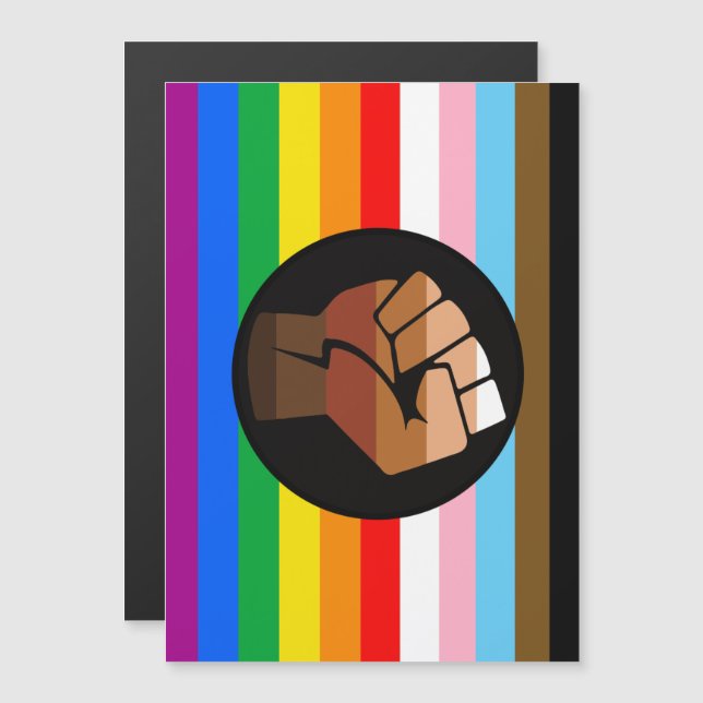 Invitation Magnétique Drapeau de fierté POC de progrès LGBTQ+ (Devant / Derrière)