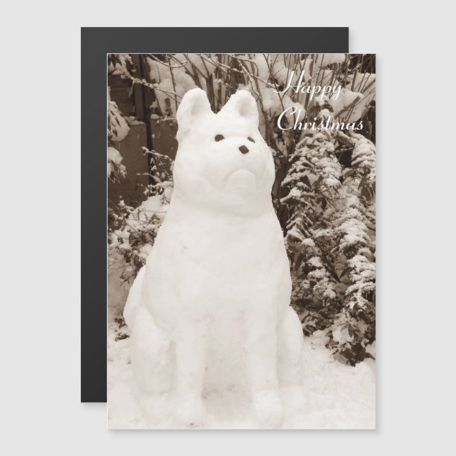 Invitation Magnétique drôle de neige akita chien bonhomme de neige pour  (Devant / Derrière)