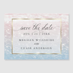 Invitation Magnétique Eaux océaniques roses scintillantes chic