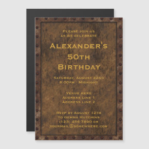 Invitation Magnétique Effet encadré de fer 50e anniversaire masculin