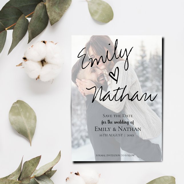 Invitation Magnétique Effet Vélin Faux Photo Mariage Enregistrer la Date (Créateur téléchargé)