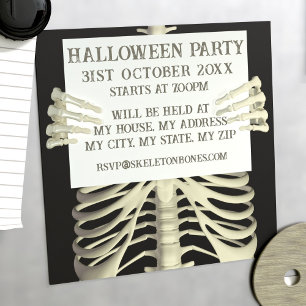 Invitation Magnétique Éffrayante Skeleton Halloween