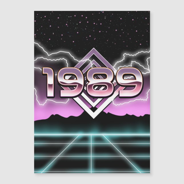 Invitation Magnétique Électronique 1989 photo imprimé autocollant rond c (Devant)