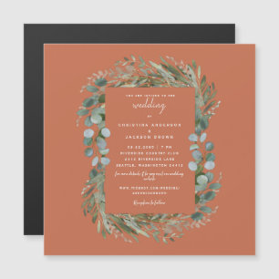 Invitation Magnétique Élégant aimant de mariage en terre cuite et eucaly
