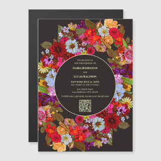 Invitation Magnétique Élégant arrangement de fleurs mixtes - Mariage de