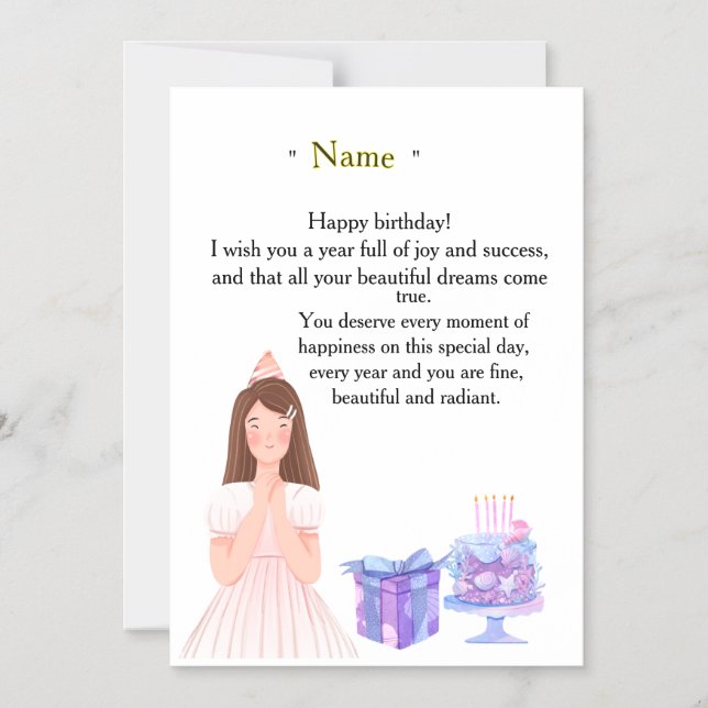 Invitation Magnétique Elegant Birthday Card for Her – Personalized Greet (Recto)