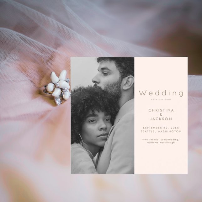 Invitation Magnétique Elegant Blush Photo Enregistrer la date (Créateur téléchargé)