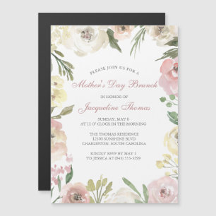 Invitation Magnétique Elégant Blush rose Floral Fête des Mères Brunch