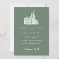 Elégant Château Vintage Illustration Mariage vert