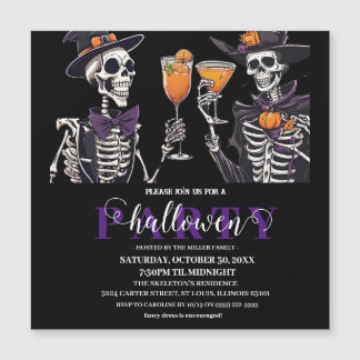 Invitation Magnétique Elégant crâne floral Adulte Halloween Party Invita