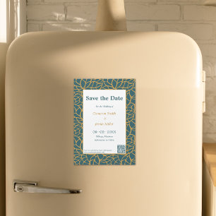 Invitation Magnétique Élégant Enregistrer La Date Aztek Gold Foliage Out