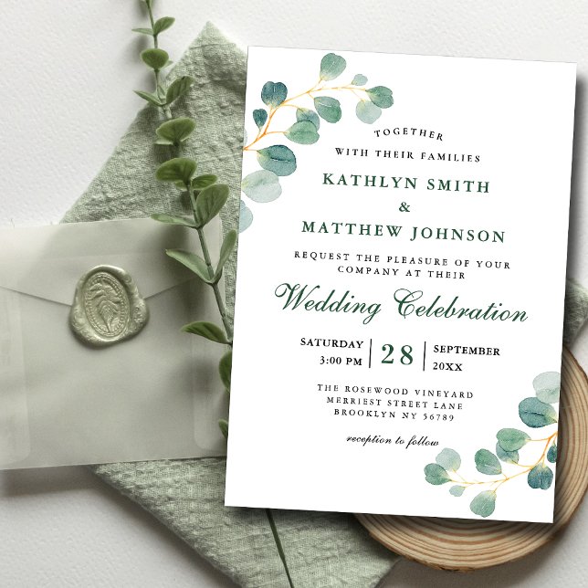 Invitation Magnétique Elégant Eucalyptus Verdure Mariage moderne (Créateur téléchargé)