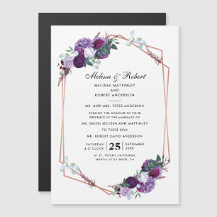 Invitation Magnétique Élégant Floral violet Mariage botanique