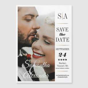 Invitation Magnétique Élégant Formal Vintage Cravate noire Mariage photo