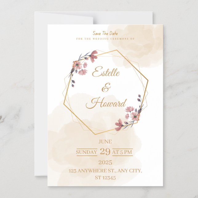 Invitation Magnétique Elegant Geometric Floral Save The Date Card (Recto)