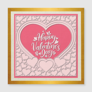 Invitation Magnétique Élégant Heureuse Sainte-Valentin de coeur rose élé