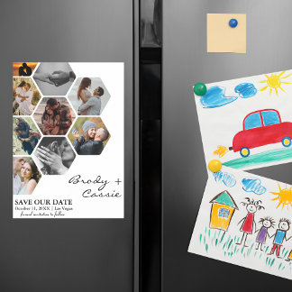 Invitation Magnétique Elégant Honeypeb Photo Wedding Enregistrer la date