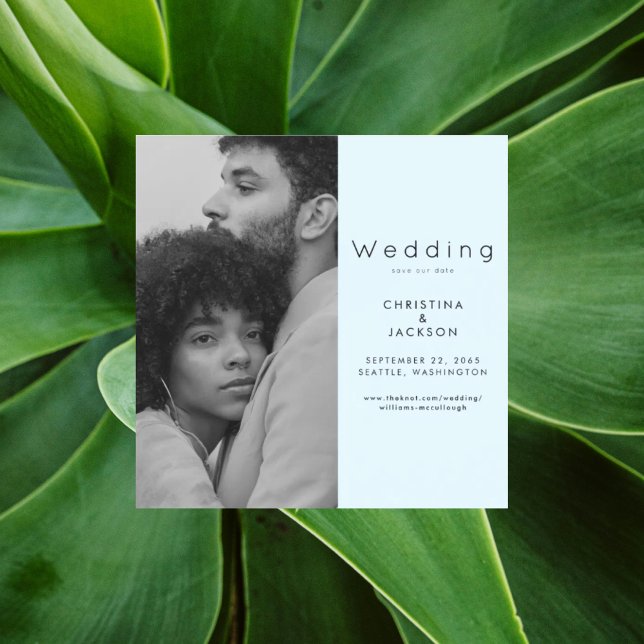 Invitation Magnétique Elegant Icy Blue Photo Save the Date II (Créateur téléchargé)