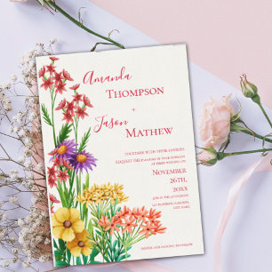 Invitation Magnétique Élégant Jaune violet orange Fleur sauvage Mariage