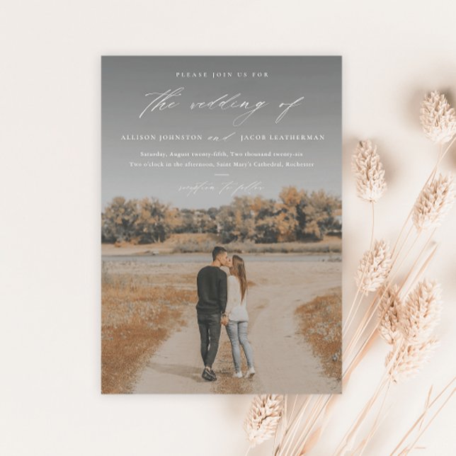 Invitation Magnétique Élégant Mariage de superposition de photo de scrip (Créateur téléchargé)