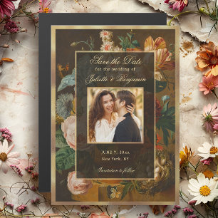 Invitation Magnétique Élégant Mariage Fleurs Nature Mortes Enregistrer l