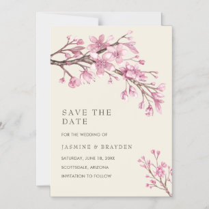 Invitation Magnétique Élégant mariage rose floral Enregistrer la date
