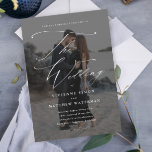 Invitation Magnétique Élégant Mariage simple noir et blanc