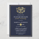 Invitation Magnétique Elégant Marine Bleu & Or Masquerade Sweet 16 Party<br><div class="desc">Elégante Marine Bleu & Or Masquerade Sweet 16 Party Invitations magnétiques. Doté d'un faux masque en feuille d'or au sommet contre un arrière - plan bleu marine. Parfait pour une fête de 16 ans moderne et classe !</div>