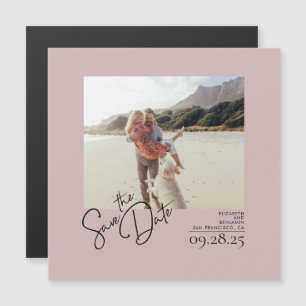 Invitation Magnétique Elégant moderne Dusty rose Enregistrer la date Pho