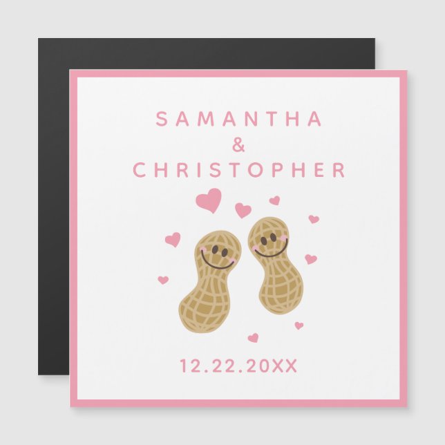 Invitation Magnétique Élégant Noix Roses Sur L'Un De L'Autre Mariage (Devant / Derrière)