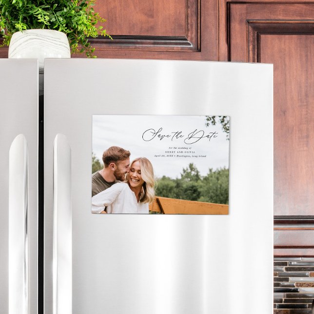 Invitation Magnétique Élégant script Enregistrer le paysage de date (Créateur téléchargé)