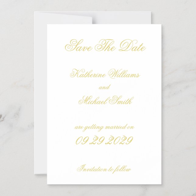 Invitation Magnétique Élégant Script Île Citron Mariage Économisez la Da (Recto)