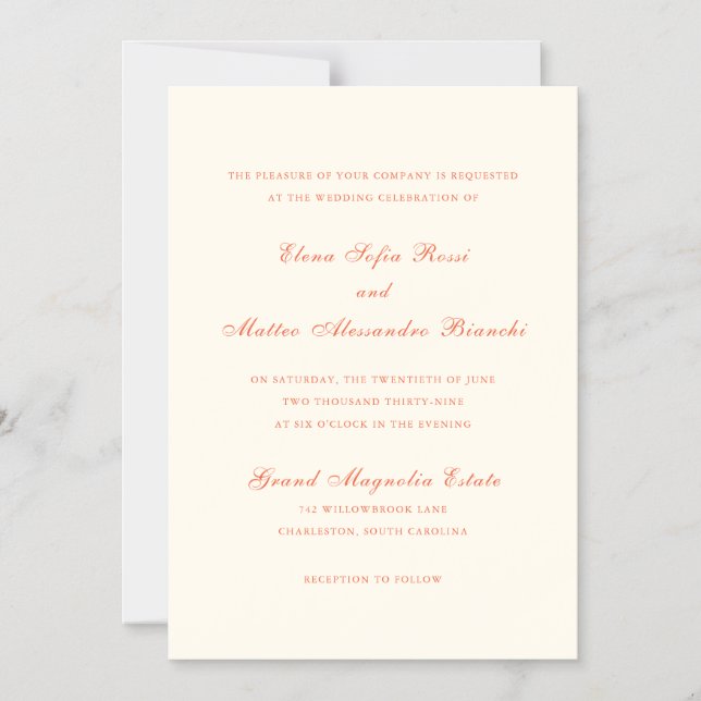 Invitation Magnétique Elegant Terracotta Modern Classic Wedding (Recto)