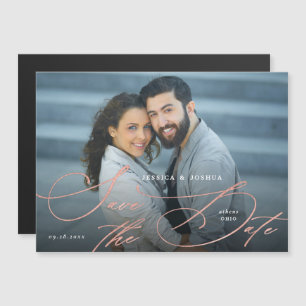 Invitation Magnétique Élégante calligraphie Rose de l'or Sauvegardez la