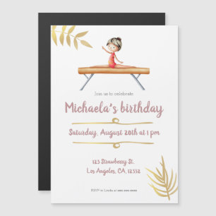 Invitation Magnétique Élégante gymnastique rose et or