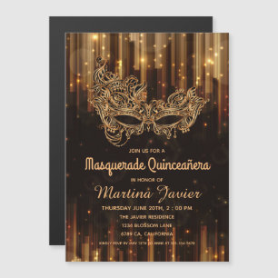 Invitation Magnétique Elégante Masquerade Quinceañera 15e anniversaire