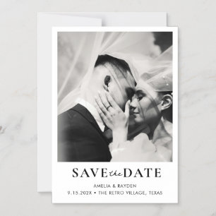 Invitation Magnétique Élégante photo de mariage rétro pour annoncer la d