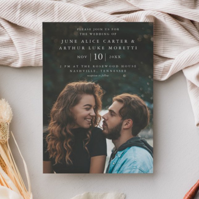 Invitation Magnétique Élégante Photo Simple de Mariage  (Elegant Minimal Photo Wedding Magnetic Invitations.)