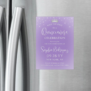 Invitation Magnétique Élégante Quinceañera Lilac Violet pour Sauvegarder