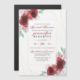 Invitation Magnétique Élégants Fleurs de la Collection Glam Écarlate pou