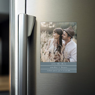 Invitation Magnétique EMELIA Photo Boho Dark Blue Wedding Enregistrer la