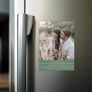 Invitation Magnétique EMELIA Photo Boho Sage Green Wedding Enregistrer l