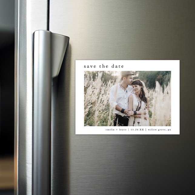 Invitation Magnétique EMELIA Rustic Photo Mariage simple Enregistrer la  (EMELIA Rustic Photo Simple Wedding Save the Date Magnetic Invitation)