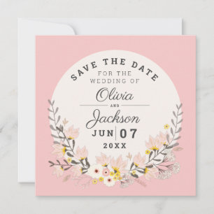 Invitation Magnétique Enregistrer la Date chic floral rose po