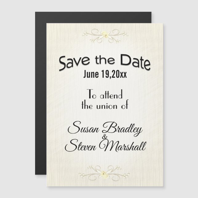 Invitation Magnétique Enregistrer la date Delicate Yellow Magnetic Invit (Devant / Derrière)