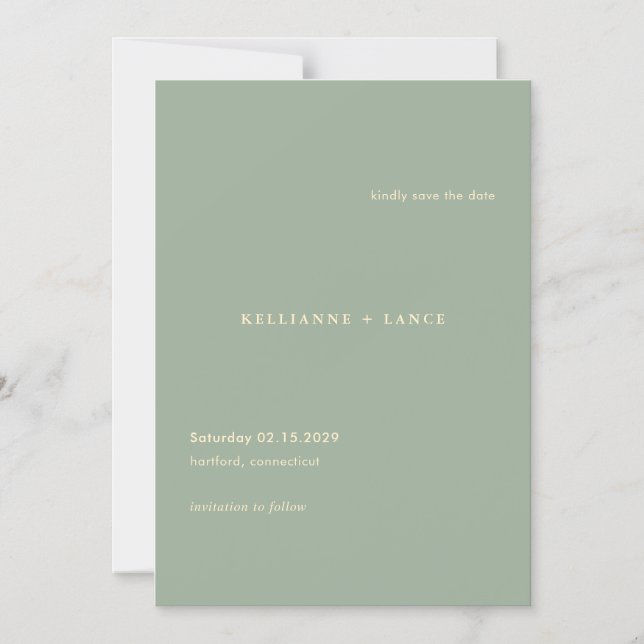 Invitation Magnétique Épingle de mariage simple vert sauge moderne pour  (Recto)