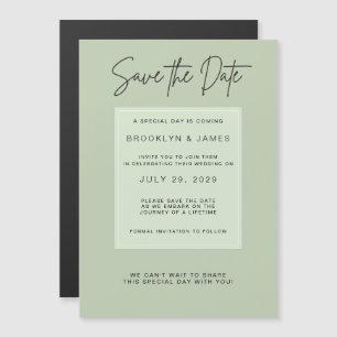 Invitation Magnétique Épingle de mariage vert sauge minimaliste pour ann