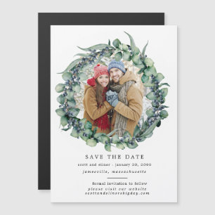 Invitation Magnétique Eucalyptus Wreath Wedding Enregistrer la date
