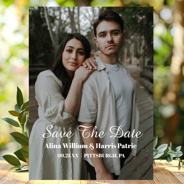 Invitation Magnétique Événement Simple Photo Save The Date Moderne Scrip (Créateur téléchargé)