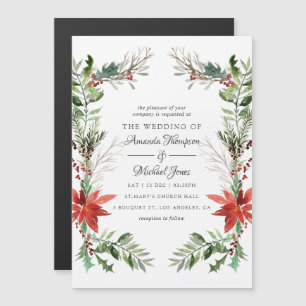 Invitation Magnétique Evergreen - Mariage de Noël en bois hivernal